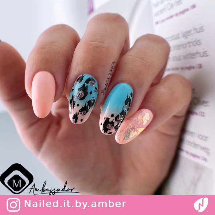 Leopard on Ombre Pastel Nails